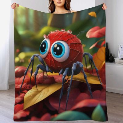 LLXXHH Spider Flannel Throw Blanket, Soft Picnic Blanket for Bedroom, Sofa and Outdoors, 100 × 130 cm