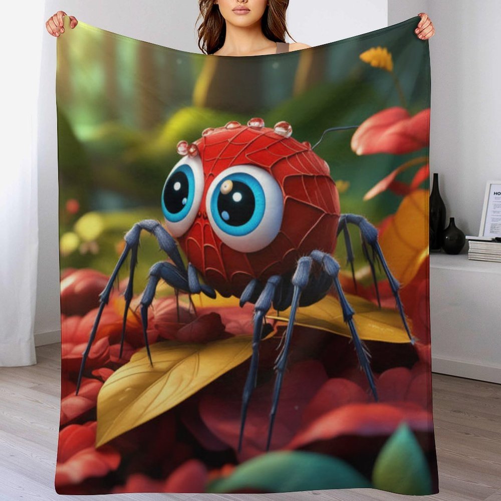 LLXXHH Spider Flannel Throw Blanket, Soft Picnic Blanket for Bedroom, Sofa and Outdoors, 100 × 130 cm