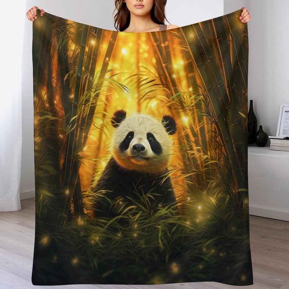Panda Flannel Throw Blanket for Couch, Chair and Home, All-Season Cozy Blanket, 130 x 150 cm