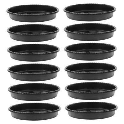 ibasenice Black Plastic Plant Saucers, Round, 12-Pack, Large