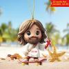 Jesus Christmas Ornament - 2D Acrylic Jesus Pendant | 4-Piece Set view 3