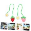 Vaguelly Crocheted Car Rearview Mirror Hanging Ornaments, Yarn Strawberries, Soft and Comfortable, 2 Pieces view 3
