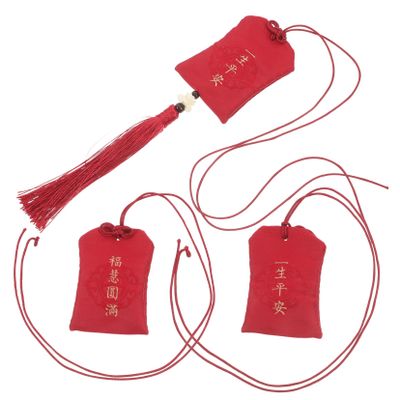 MUCKLILY 3-Piece Empty Fabric Charm Bags with Tassel