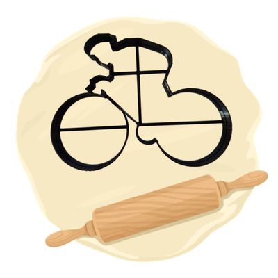 3D-Printed Cookie Cutter, Bicycle Motif, Black