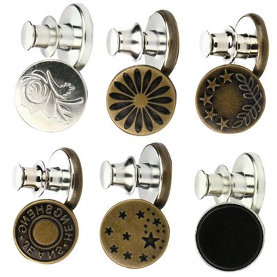 Gadpiparty Jeans Button Set - 6 Removable Alloy Buckles