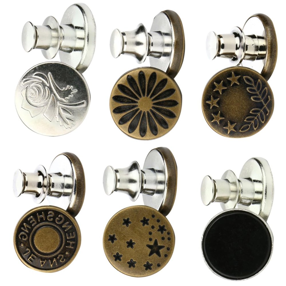 Gadpiparty Jeans Button Set - 6 Removable Alloy Buckles