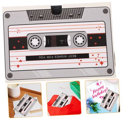 jojofuny Birthday Card with Sound, White Cardstock, 80-Time Repeatable Music Card with Recording Function and Button Batteries Included
