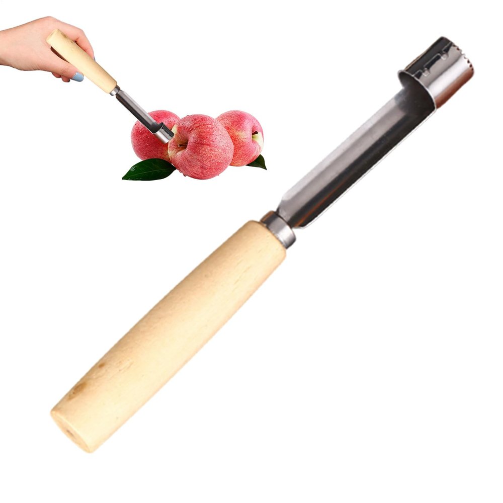 Fruit Pitter - Stainless Steel Manual Pitter with Non-Slip Wooden Handle