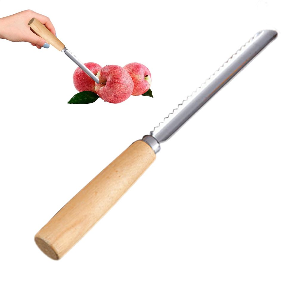 Fruit Pitter, Stainless Steel Kitchen Tool with Non-Slip Wooden Handle