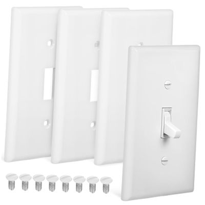 NUOBESTY 12V 3-Pole Toggle Switch Wall Plate, White PC, 4-Pack