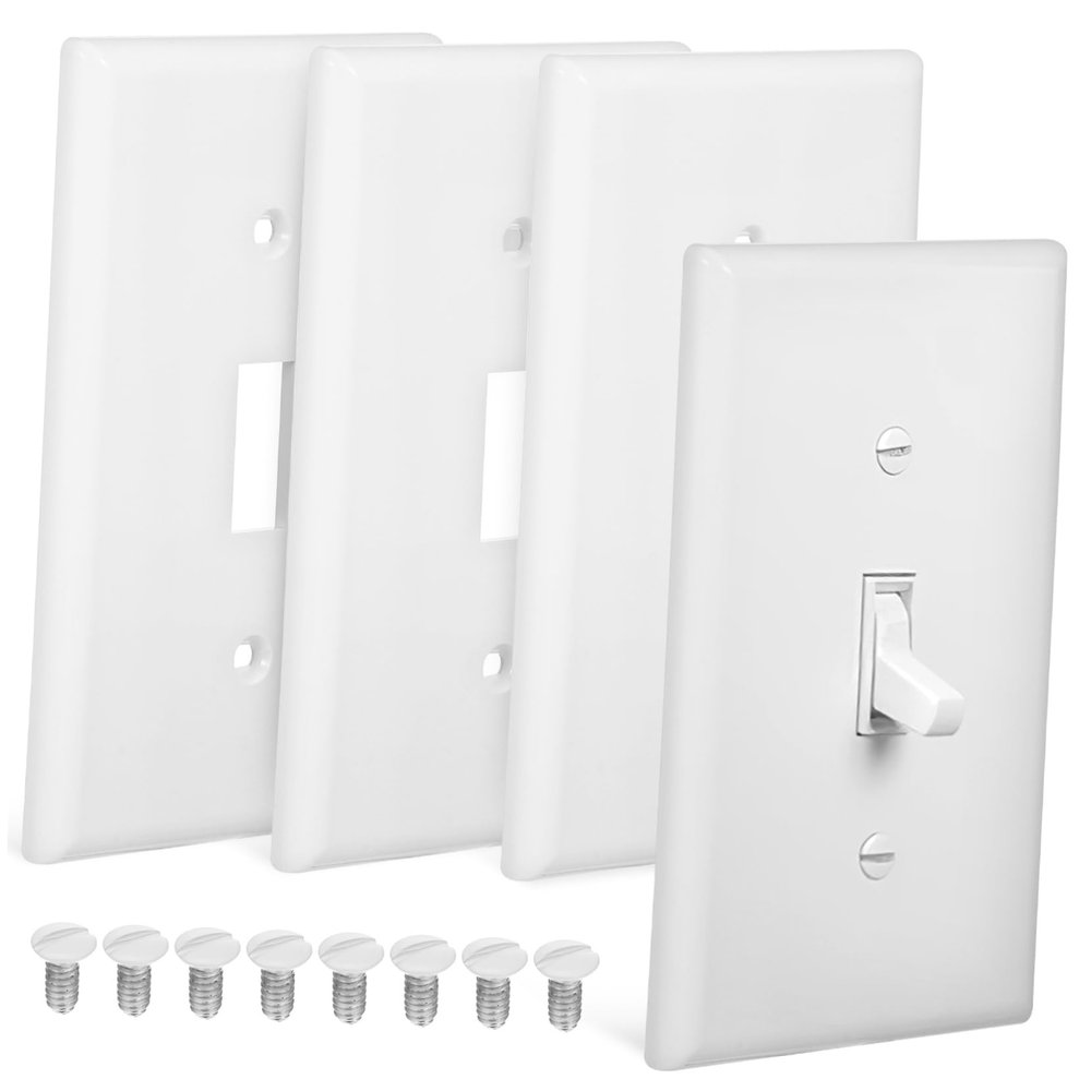 NUOBESTY 12V 3-Pole Toggle Switch Wall Plate, White PC, 4-Pack