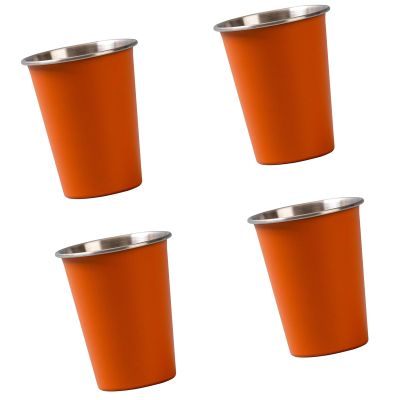 HUANGING 4 Stackable Stainless Steel Camping Cups, 350 ml