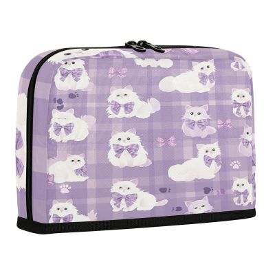 sanluoli Large-Capacity Pencil Case, Multi-Purpose Zipper Pouch for Children's Cosmetics, Purple and White, Cute Cats
