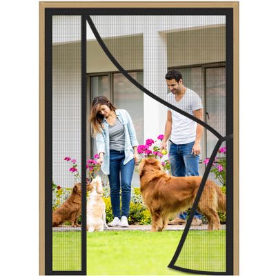 Side-Opening Magnetic Screen Door, Black, 120 x 255 cm