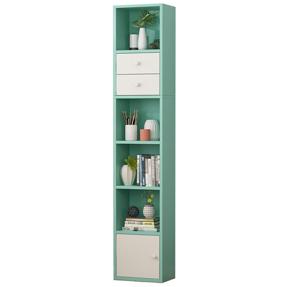 Multicolor Wooden Bookshelf with Doors, 3–6 Tiers, Space-Saving, for Kids’ Rooms