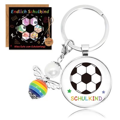 Augesak Keychain School Child Guardian Angel Football