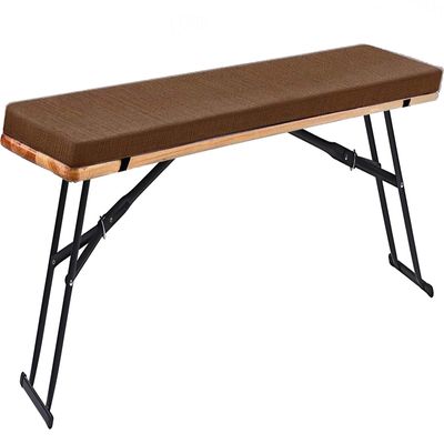 Indoor/Outdoor Bench Cushion, Foam-Filled, Non-Slip, Removable Washable Cover, Light Coffee, 140 x 25 cm