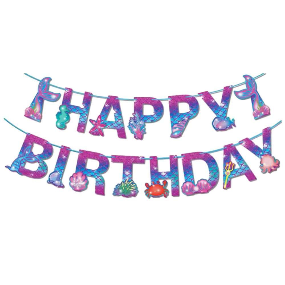 Gleemix Mermaid Happy Birthday Banner