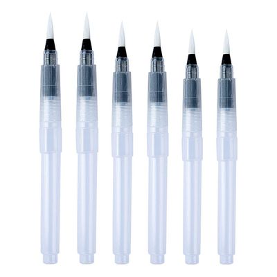 Water Brush Pens, Flat Tip, Refillable, for Gouache, Watercolor, Art, Illustrations, Painting, 3/6 Pack