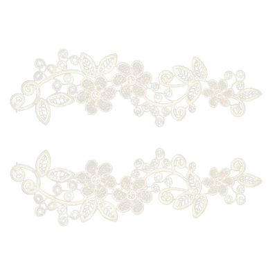 White Floral Lace Appliqué, Embroidered, Guipure, Wedding Lace Motif Patches