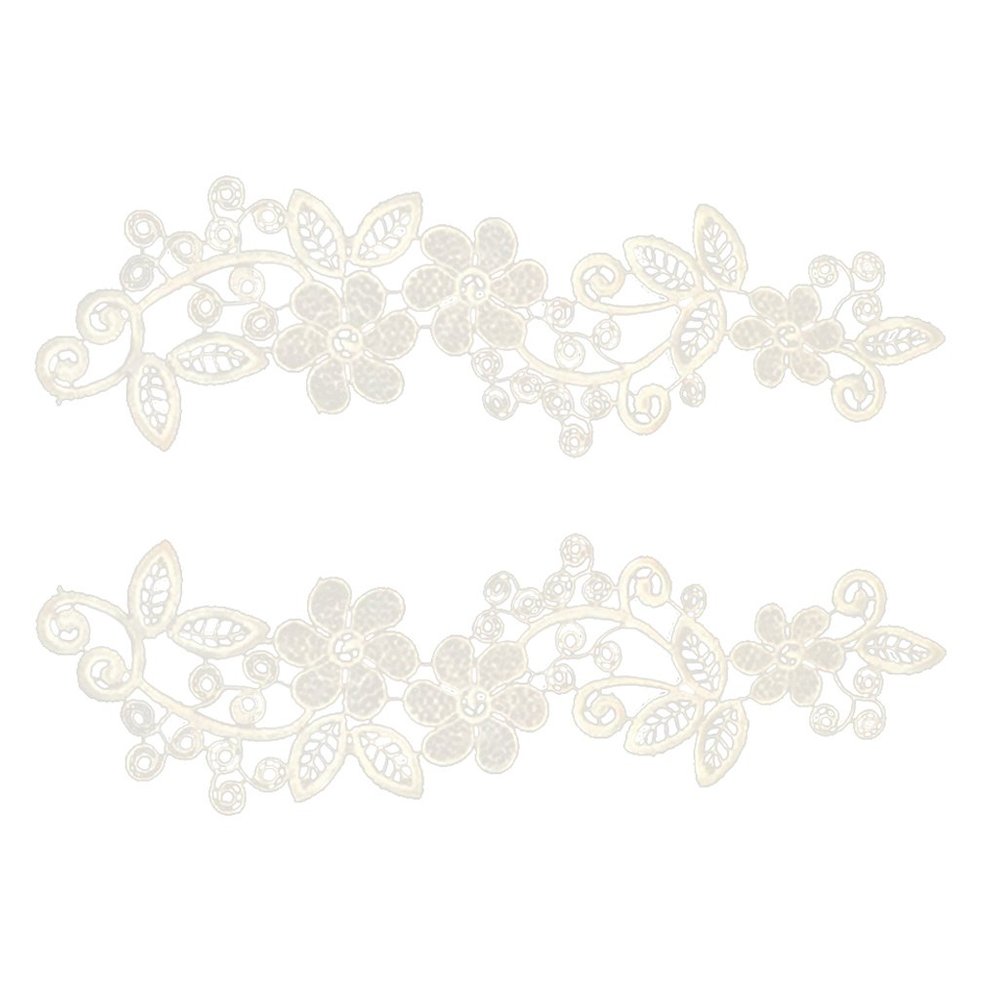 White Floral Lace Appliqué, Embroidered, Guipure, Wedding Lace Motif Patches