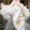 Letsinstyle 7.89 x 27.6 Inch Golden Sequin Lace Applique view 3