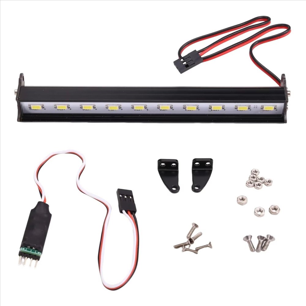 PLOQAZEH Adjustable RC Car Roof Light Bar, 135 mm, for 1/10 SCX10, Wraith, Capra, TRX4, TRX6 and CC01 Crawlers