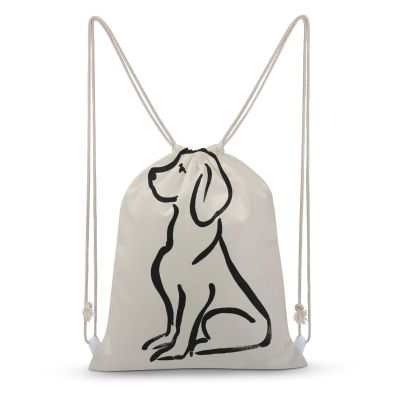 Vintage Golden Retriever Sitting Dog Drawstring Backpack Canvas String Bag