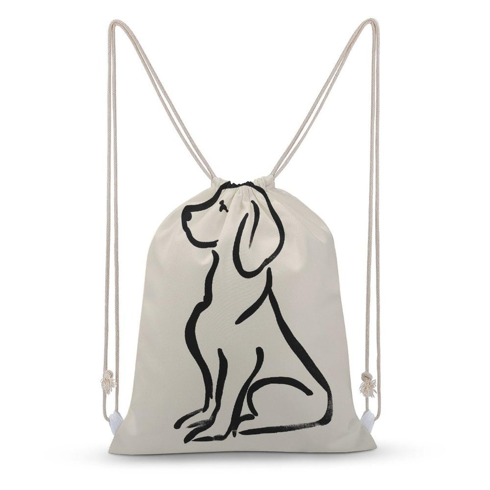 Vintage Golden Retriever Sitting Dog Drawstring Backpack Canvas String Bag