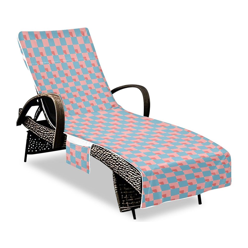 Decorative Chaise Lounge Cover, Soft and Durable, 85 x 30 in, Light Blue and Rouge