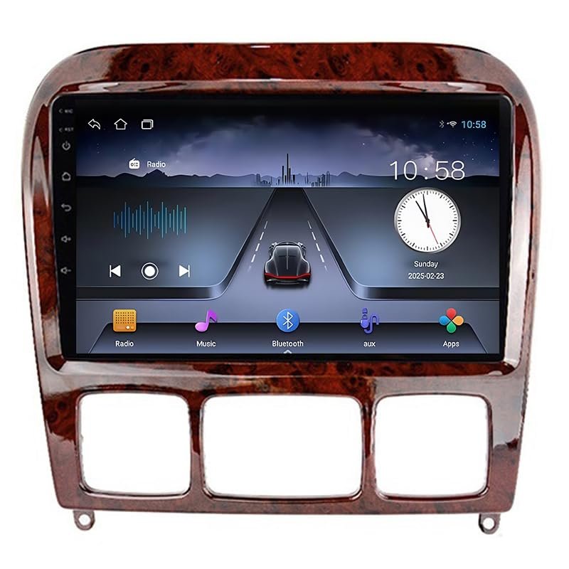 ZUBIX Android Double-DIN Car Stereo for Benz S-Class W220 1998–2005, 9-Inch Touchscreen, 8-Core, 4G+WiFi, 8G+256G