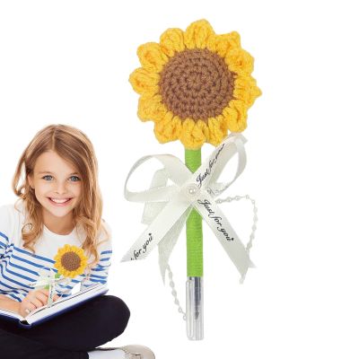 Flower Pens, Crocheted Sunflower Decor Pens
