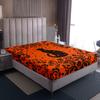 Homewish Boho Black Cat Fitted Sheet 90 x 200 cm, Orange Halloween Gothic Design view 1
