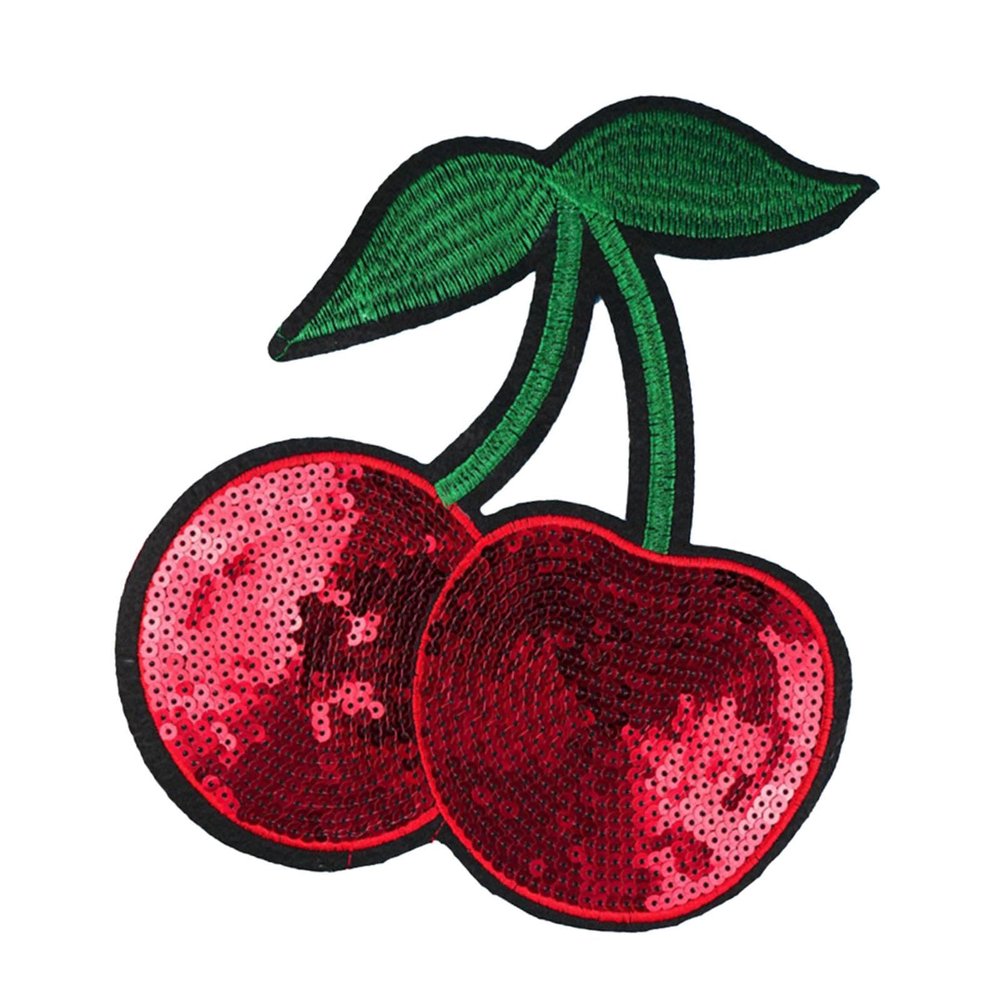 Cherry Sequin Iron-On Patch for Clothing