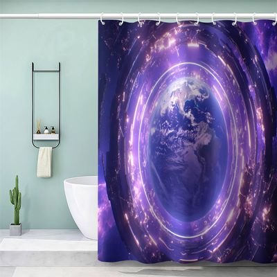 3D Space Planet Galaxy Shower Curtain, 220 x 200 cm