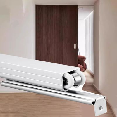 Minglez Sliding Door Hardware Kit for Single Wooden Doors, Black/Silver, 186 cm/73.1 in (Silver)