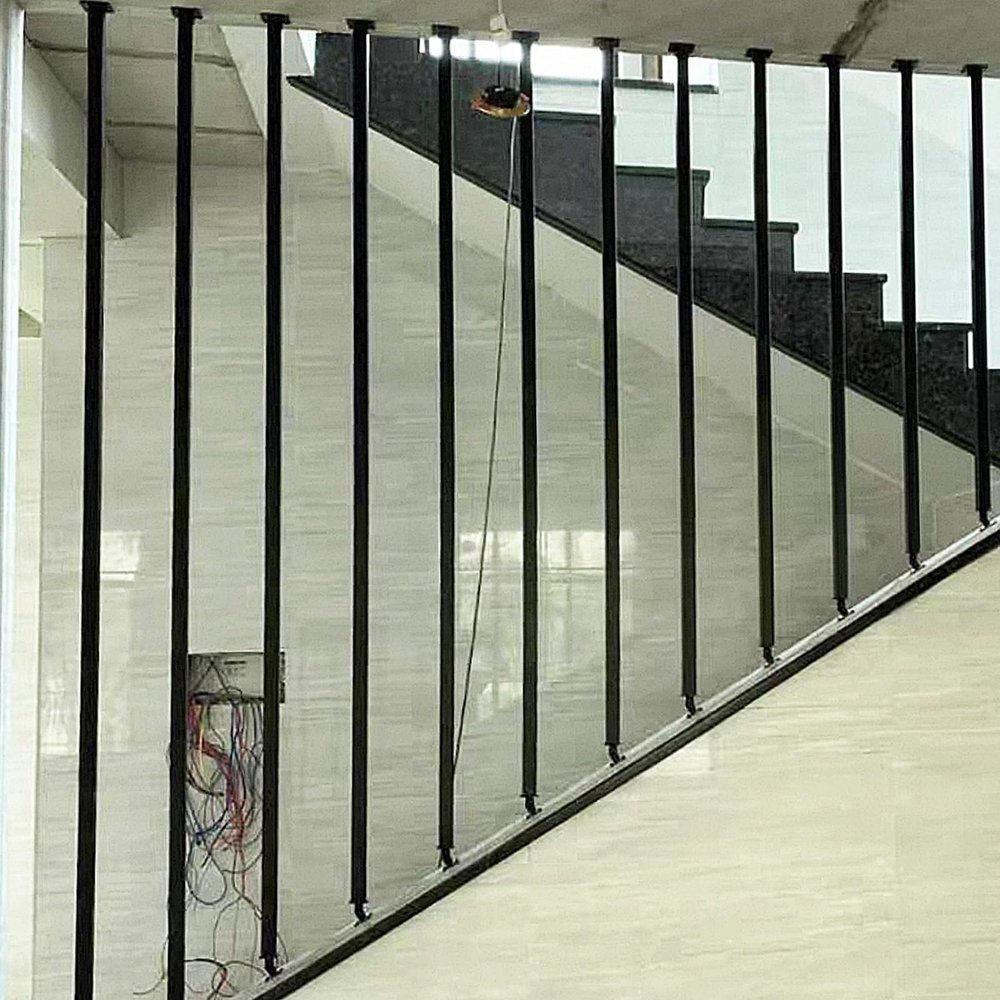 Junvstor 100–160 cm Handrail for Outdoor Stairs, Metal Stair Railing Set with Mounting Kit, Room Divider Post, Safety Grab Bar (Style 1, 155 cm/5.1 ft)