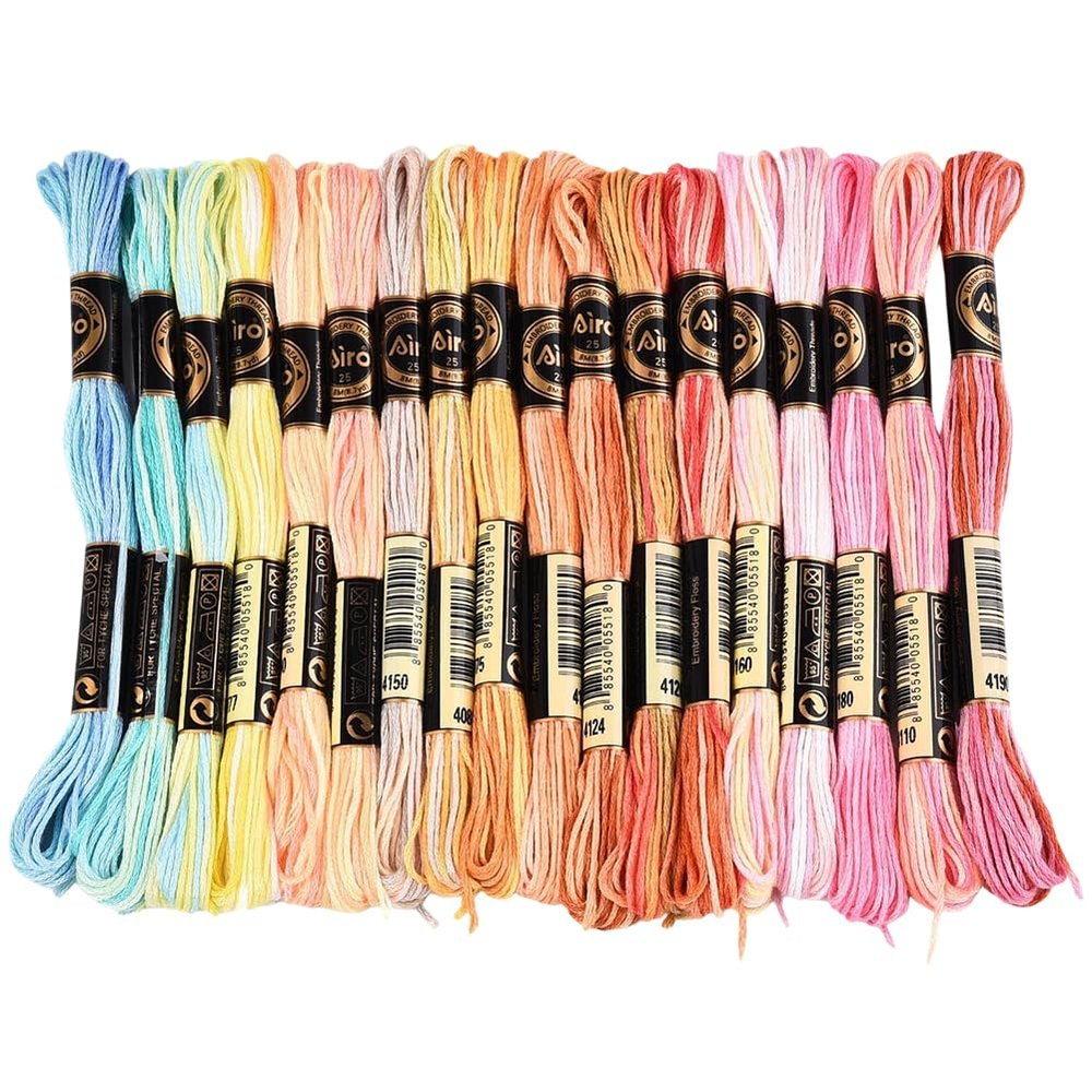 CABODYALS 18 Skeins 6 Strands Colorful Embroidery Thread