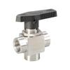 3-Way Stainless Steel Ball Valve, 1/4-Inch Female Thread view 1