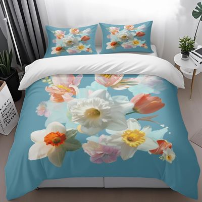 Pink and White Floral Duvet Cover Set, 200 x 230 cm