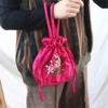 Antique Style Drawstring Bag, Burgundy view 2