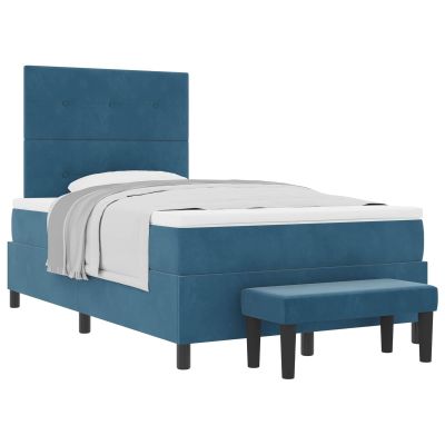 vidaXL Box Spring Bed with Headboard Dark Blue 190 x 120 cm Velvet