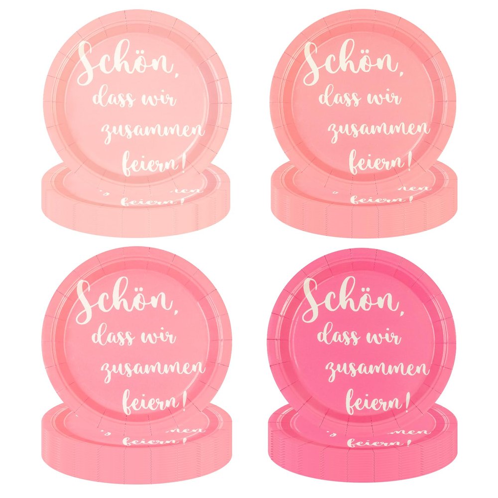 HFBOBP 48-Piece Pink Gradient Paper Plates