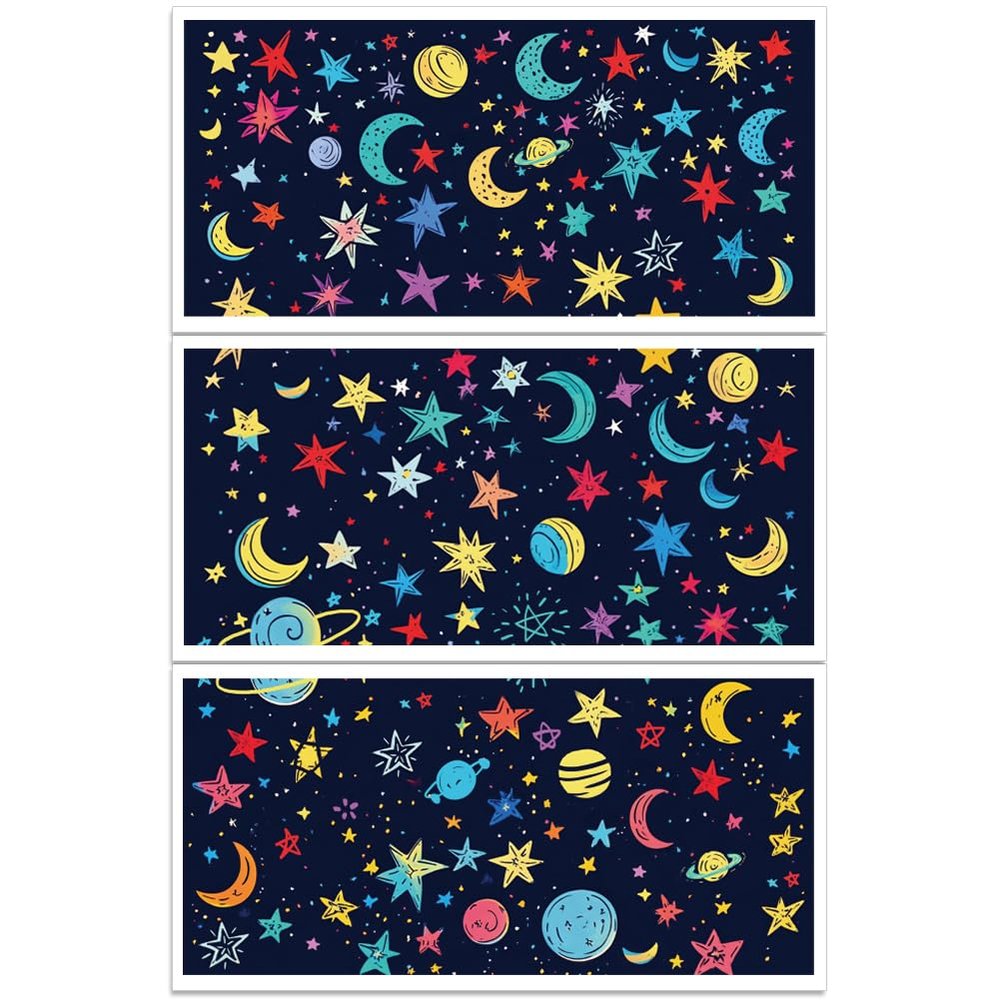 PLIGREAT 3 Sheets Cartoon Star Moon Transfer Stickers