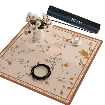 CYHTYM Square Chinese-Style Leather Mahjong Mat with Storage Bag, Orange, 95 cm/37.4 in