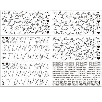 PLIGREAT 6 Sheets Elegant Font Letter Transfer Stickers