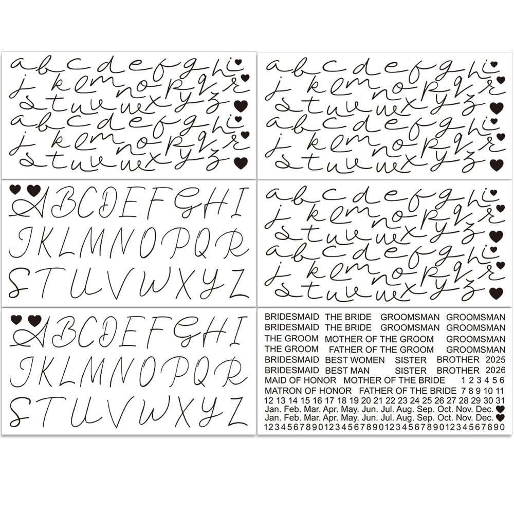 PLIGREAT 6 Sheets Elegant Font Letter Transfer Stickers