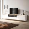 Skraut Home TV Stand with Electric Fireplace, 260 x 45 x 35 cm, White and Light Oak view 2