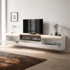 Skraut Home TV Stand with Electric Fireplace, 260 x 45 x 35 cm, White and Light Oak view 4