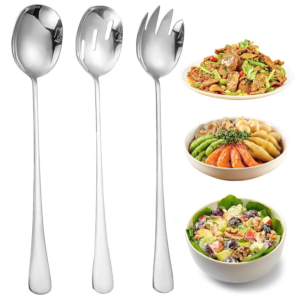 UZYXC Premium Serving Spoon Set - 3-Piece Salad Utensil Set